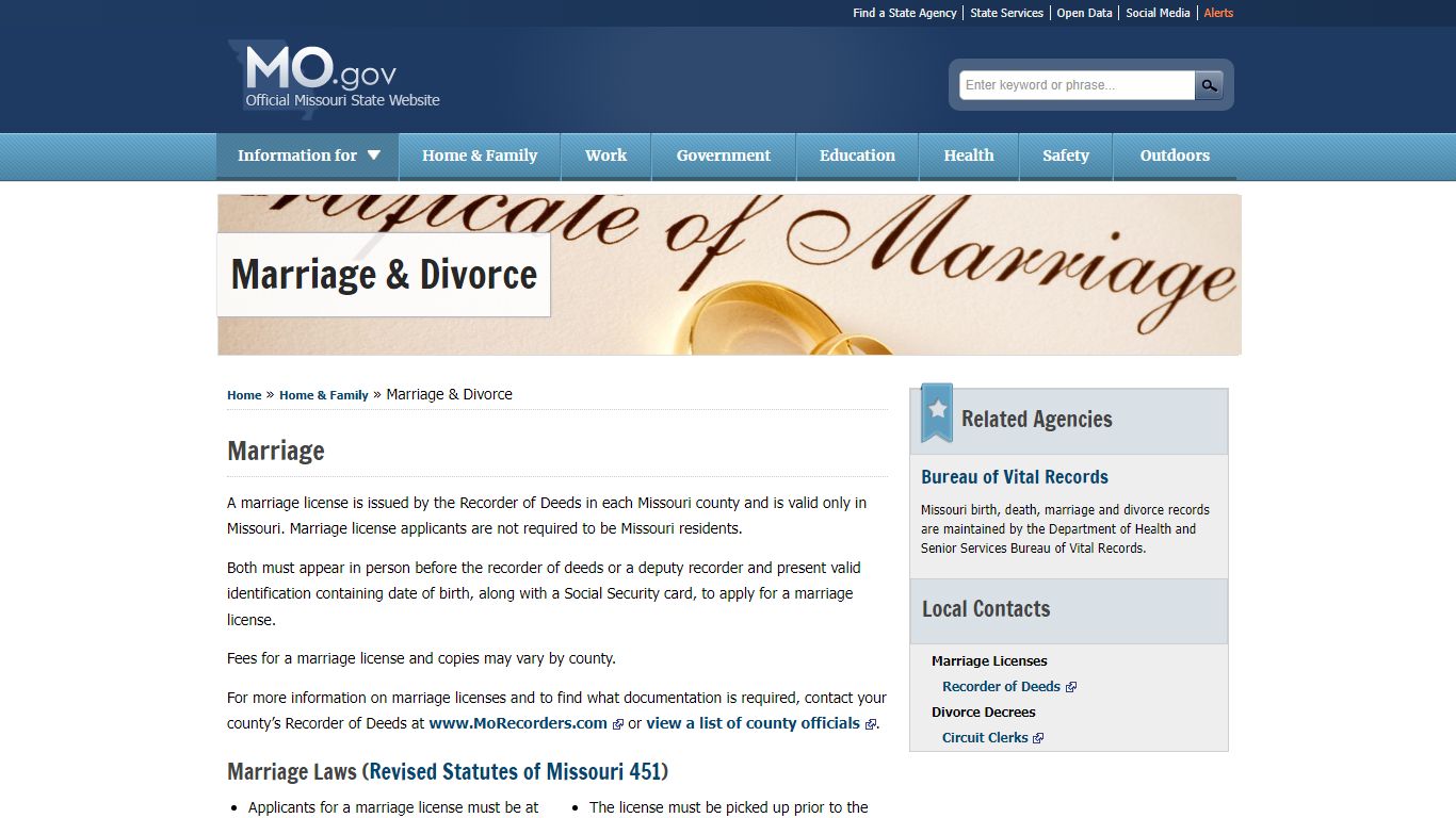 Marriage & Divorce - Missouri